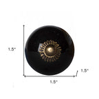 Set of Twelve Black And Gold Ceramic Drawer Pull Knobs