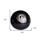 Set of Eight Black And Silver Ceramic Drawer Pull Knobs