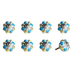 Set of Eight Blue And White Ceramic Drawer Pull Knobs