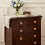 Set of Eight Orange And White Floral Ceramic Drawer Pull Knobs