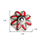 Set of Eight Red And White Floral Ceramic Drawer Pull Knobs