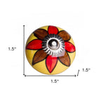 Set of Eight Red And Yellow Floral Ceramic Drawer Pull Knobs