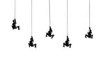 Set of Five Black Resin Climbing Man Hanging Dimensional Sculpture