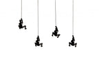 Set of Four Black Resin Climbing Man Hanging Dimensional Sculpture