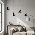 Set of Four Black Resin Climbing Man Hanging Dimensional Sculpture