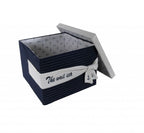 Set of Three Blue And White Fabric Organizing Box With Lid