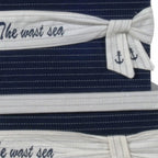 Set of Three Blue And White Fabric Organizing Box With Lid