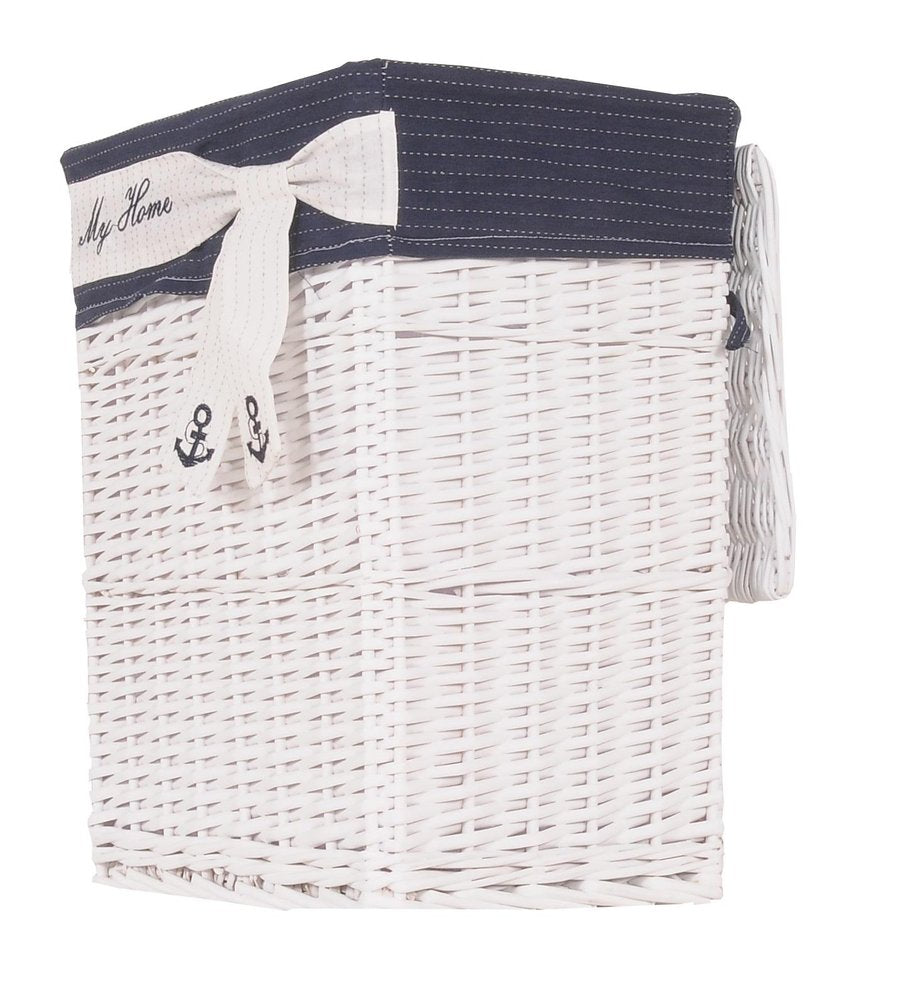 Set of Five Blue And White Rattan Basket