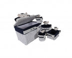 Set of Five Blue And White Rattan Basket