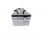 Set of Five Blue And White Rattan Basket
