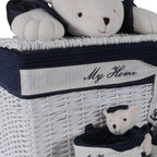 Set of Five Blue And White Rattan Basket