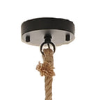 Beige and Black Iron and Rope Ceiling Light