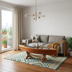 Natural Solid Wood and Glass Canoe Coffee Table