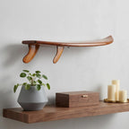 70" Brown Solid Wood Wall Mounted Floating Shelf