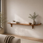 70" Brown Solid Wood Wall Mounted Floating Shelf