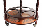 22" Brown Solid Wood Round Rolling Bar Cart
