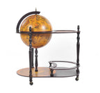 32" Brown Solid Wood Oval Rolling Bar Cart With Wine Storage