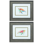 Set of Two Red and Blue Turtle Framed Wall Art