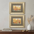 Set Of Two Pretty Summer Flowers Gold Framed Wall Art