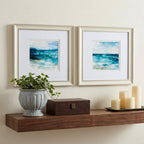 12" X 12" Champagne Gold Color Frame  Ocean Break (Set Of 2)