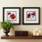 12" X 12" Brushed Silver Frame Red Poppy (Set Of 2)