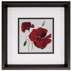 12" X 12" Brushed Silver Frame Red Poppy (Set Of 2)