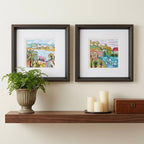 12" X 12" Brushed Silver Frame Palm Tree Set Of 2