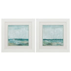 Set of Two 19" X 19" White and Blue Ocean Wall Decor