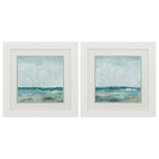 Set of Two 19" X 19" White and Blue Ocean Wall Decor