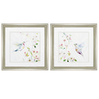 19" X 19" Brushed Silver Frame Hummingbird (Set Of 2)