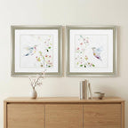19" X 19" Brushed Silver Frame Hummingbird (Set Of 2)
