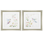19" X 19" Brushed Silver Frame Hummingbird (Set Of 2)