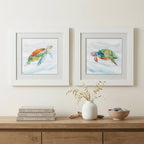19" X 19" White Frame Turtle Tropics (Set Of 2)