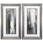 Set of Two Modern Abstract Gunmetal Framed Art