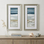 Set of Two 27" X 15" Ocean Print Silver Framed Art Wall Decor