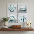 12" X 12" Matte White Frame Sealife (Set Of 4)