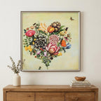 25" X 25" Silver Frame Big Heart Botany