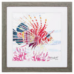 23" X 23" Sea Creature Fish Brown Square Framed Art
