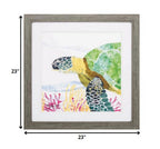 23" X 23" Sea Creature Sea Turtle Brown Square Framed Art