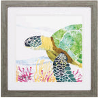 23" X 23" Sea Creature Sea Turtle Brown Square Framed Art