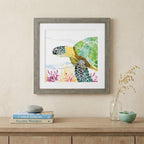 23" X 23" Sea Creature Sea Turtle Brown Square Framed Art