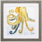 23" X 23" Sea Creature Octopus Brown Square Framed Art