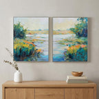 24" X 30" Ligth Wood Toned Frame Marsh Colors (Set Of 2)