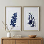 Set of Two Indigo Leaves Champagne Gold Framed Art