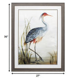 36" X 27" Brown Heron Framed Art