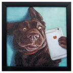 11" X 11" Black Frame Dog Selfie