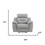 Three Piece Indoor Gray Genuine Leather Five Person Seating Set