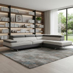 Gray Leather L Shaped Two Piece Corner Sectional