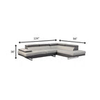 Gray Leather L Shaped Two Piece Corner Sectional