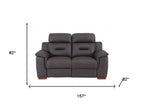 Two Piece Indoor Brown Genuine Leather Five Person Seating Set
